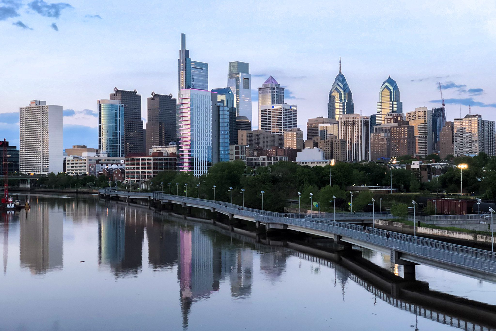 Philadelphia skyline along the Schuylkill River
