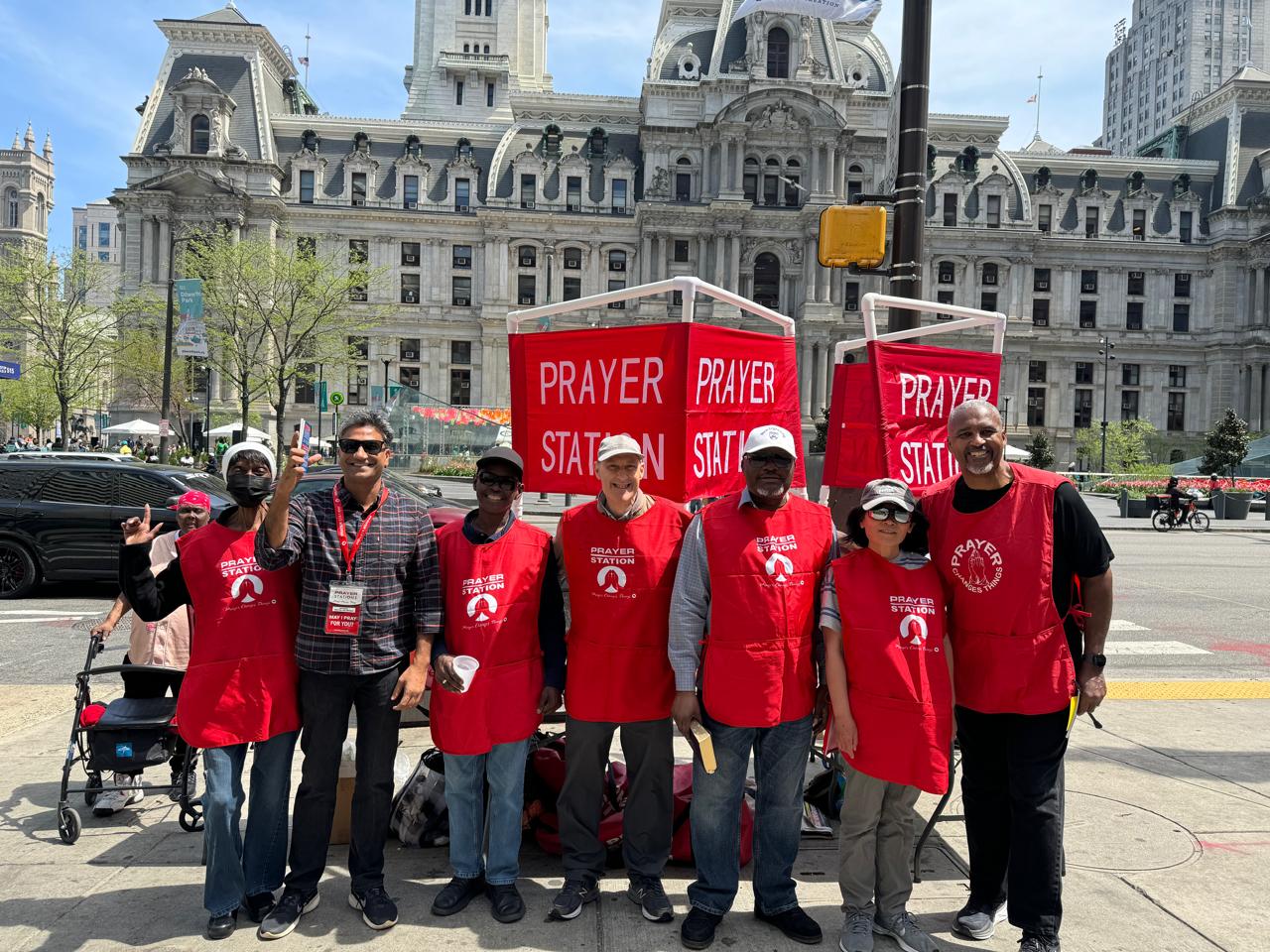 Prayer Station outreach team outside Philadelphia City Hall
